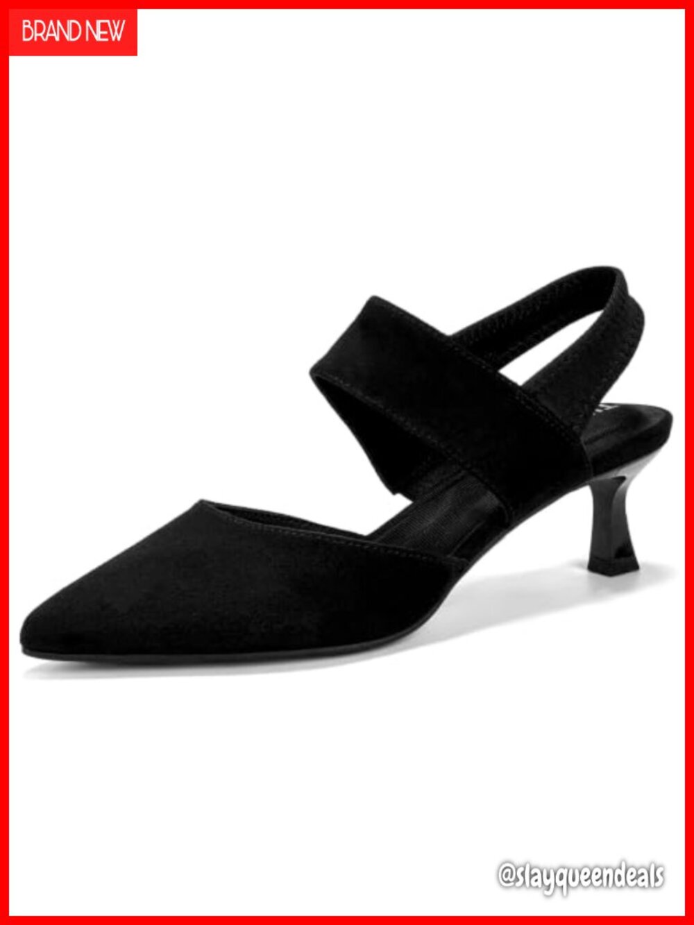 Faux Suede Pointed Toe Slingback Kitten Heels 2 Inch Low Heel Pumps for Work
